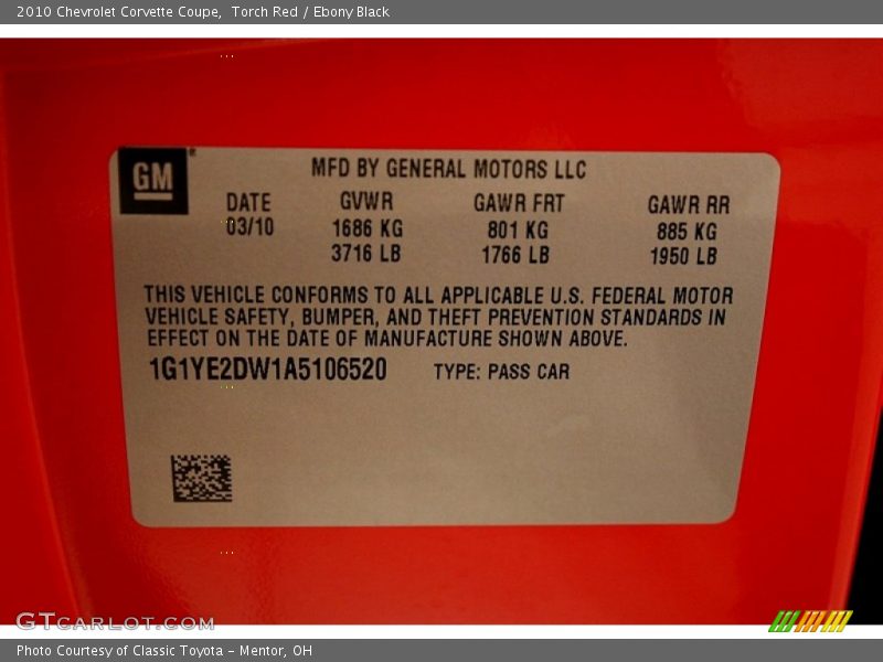 Torch Red / Ebony Black 2010 Chevrolet Corvette Coupe