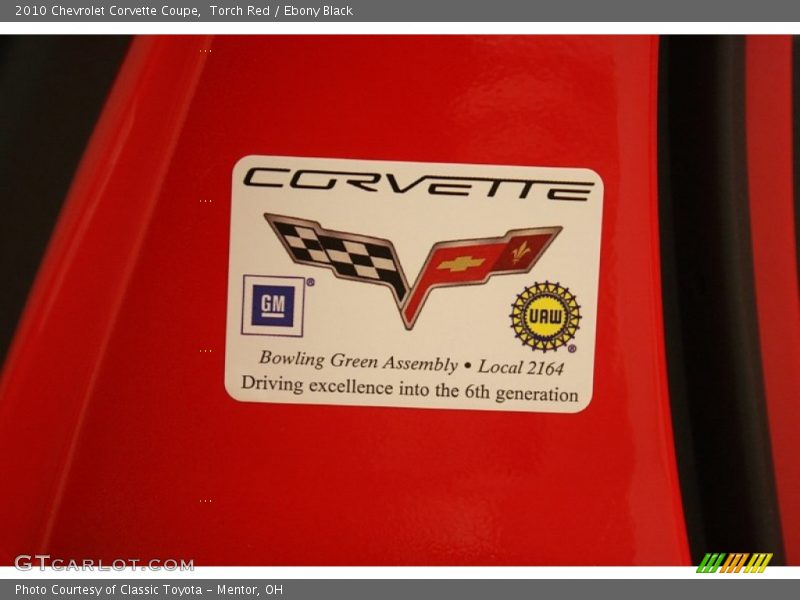 Info Tag of 2010 Corvette Coupe