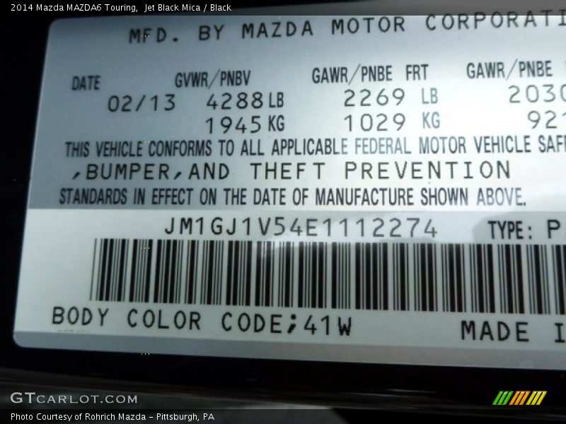 Jet Black Mica / Black 2014 Mazda MAZDA6 Touring