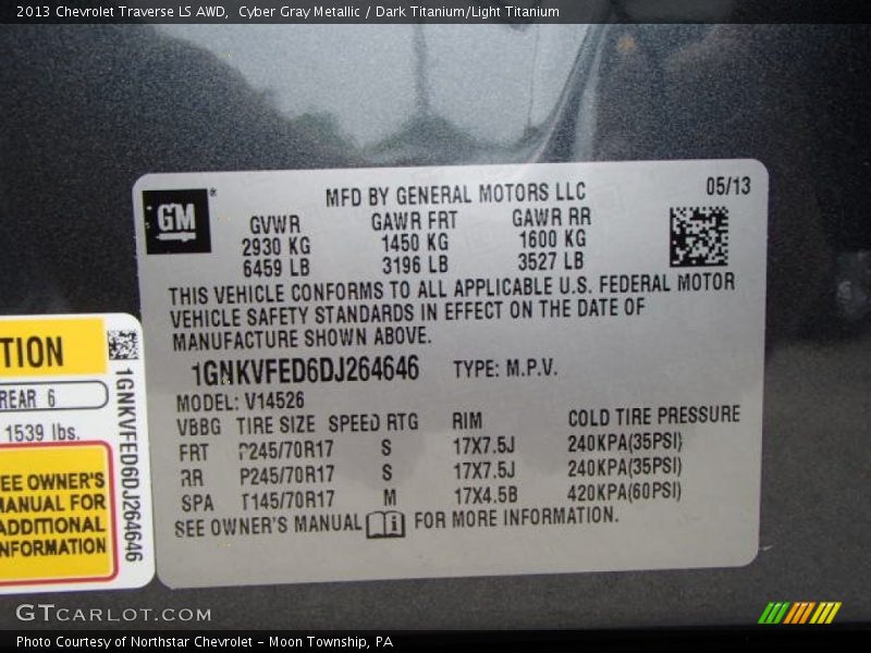Cyber Gray Metallic / Dark Titanium/Light Titanium 2013 Chevrolet Traverse LS AWD