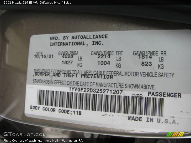 Driftwood Mica / Beige 2002 Mazda 626 ES V6