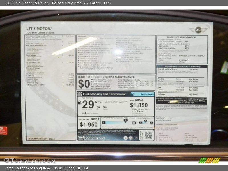 Eclipse Gray Metallic / Carbon Black 2013 Mini Cooper S Coupe