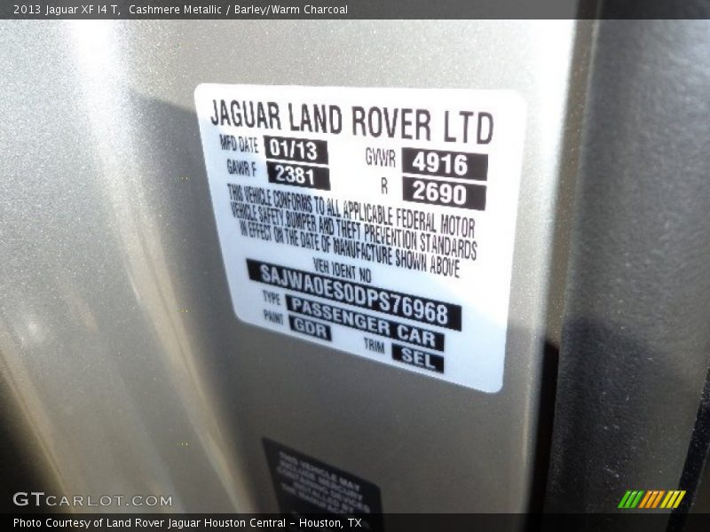 Cashmere Metallic / Barley/Warm Charcoal 2013 Jaguar XF I4 T