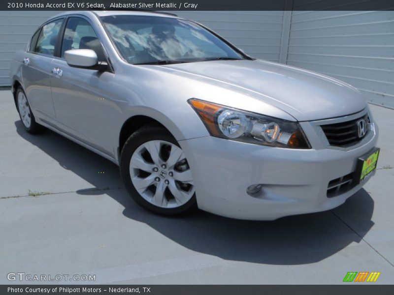 Alabaster Silver Metallic / Gray 2010 Honda Accord EX V6 Sedan