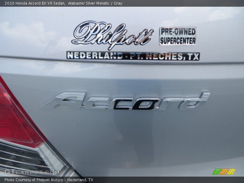 Alabaster Silver Metallic / Gray 2010 Honda Accord EX V6 Sedan