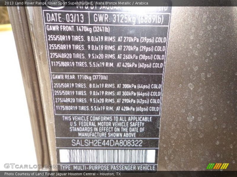 Nara Bronze Metallic / Arabica 2013 Land Rover Range Rover Sport Supercharged