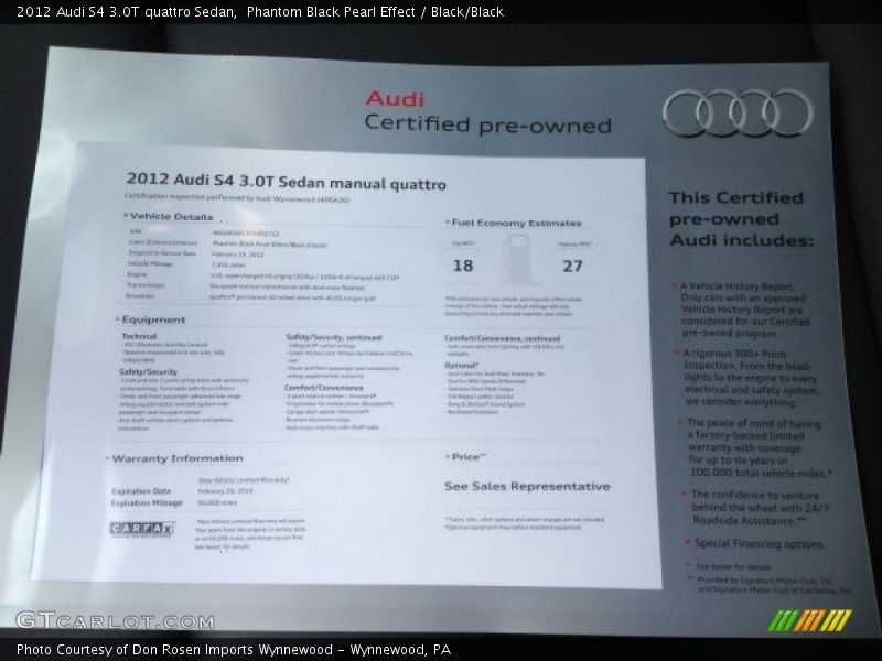 Phantom Black Pearl Effect / Black/Black 2012 Audi S4 3.0T quattro Sedan