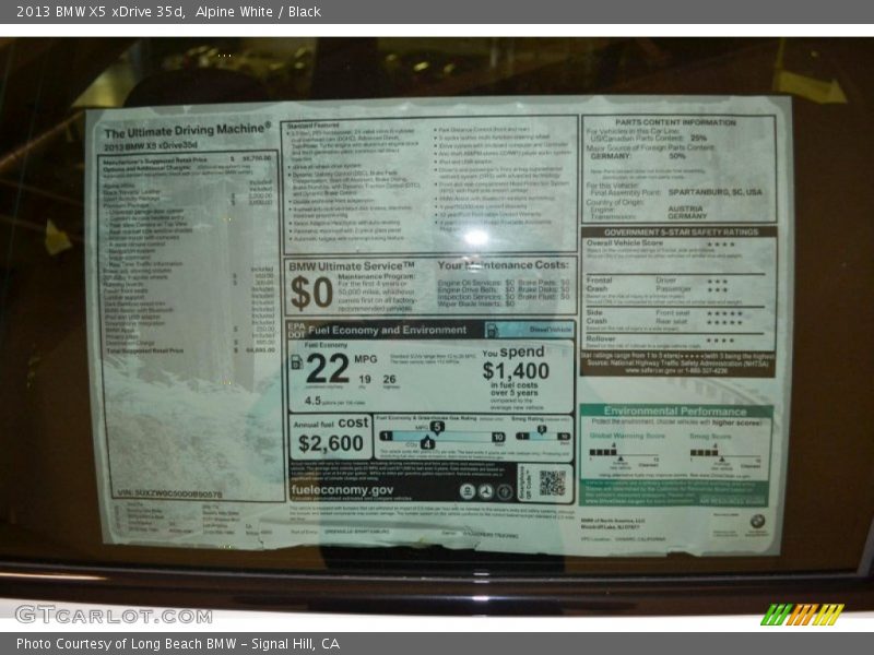 Alpine White / Black 2013 BMW X5 xDrive 35d