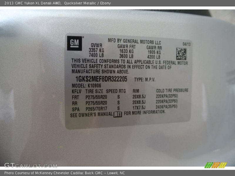 Quicksilver Metallic / Ebony 2013 GMC Yukon XL Denali AWD