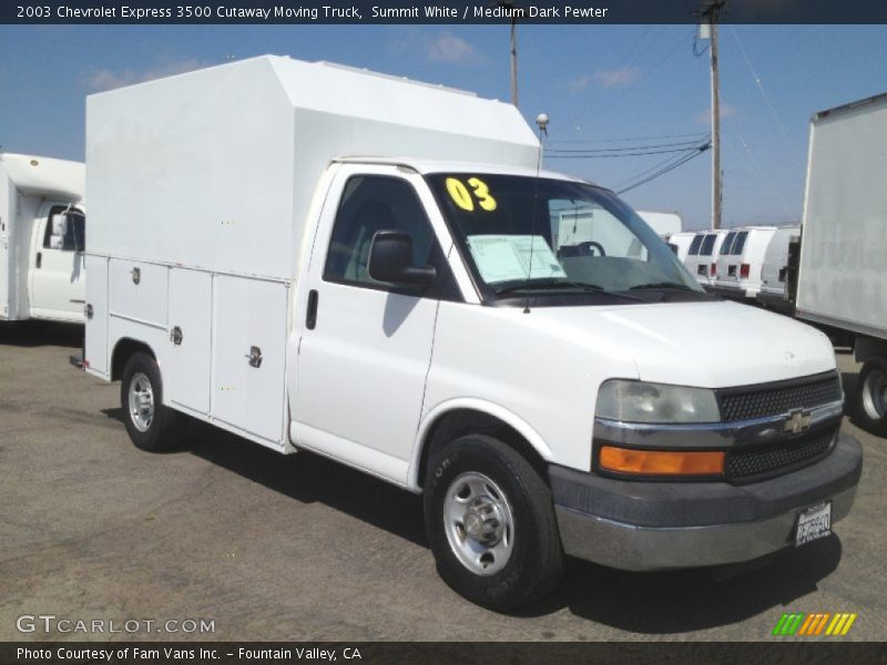 Summit White / Medium Dark Pewter 2003 Chevrolet Express 3500 Cutaway Moving Truck