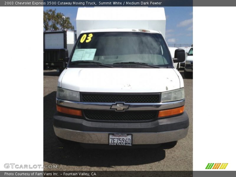 Summit White / Medium Dark Pewter 2003 Chevrolet Express 3500 Cutaway Moving Truck