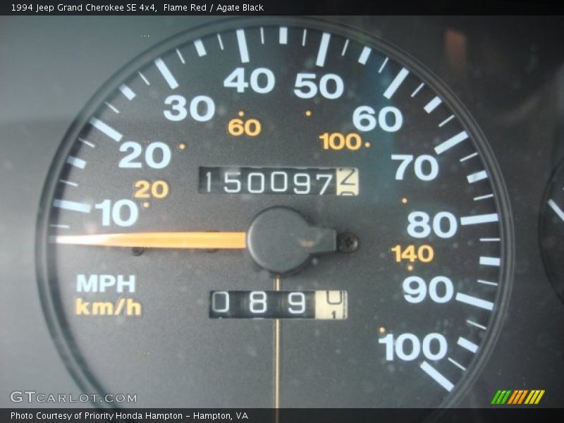 Flame Red / Agate Black 1994 Jeep Grand Cherokee SE 4x4