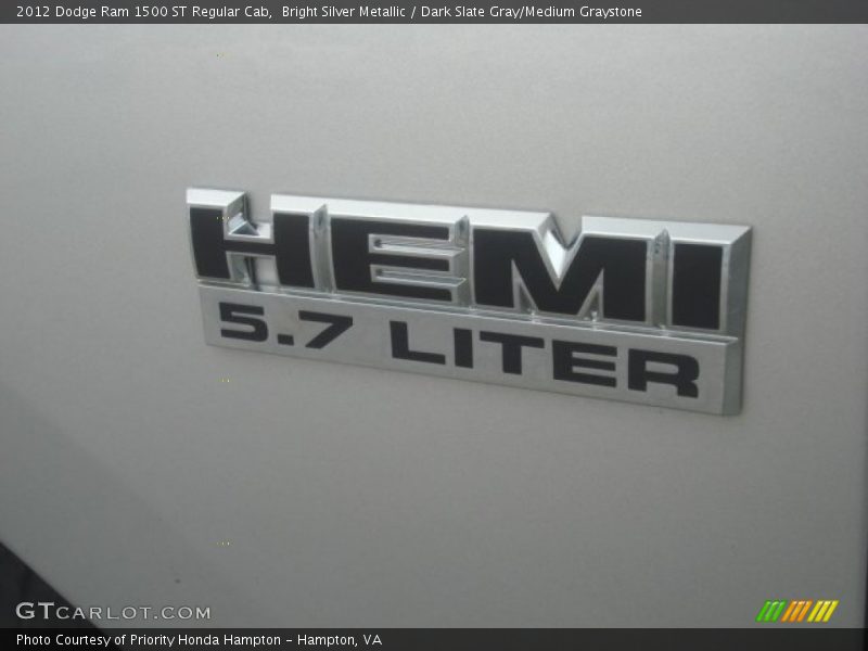 Bright Silver Metallic / Dark Slate Gray/Medium Graystone 2012 Dodge Ram 1500 ST Regular Cab