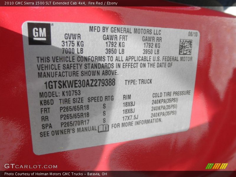 Fire Red / Ebony 2010 GMC Sierra 1500 SLT Extended Cab 4x4