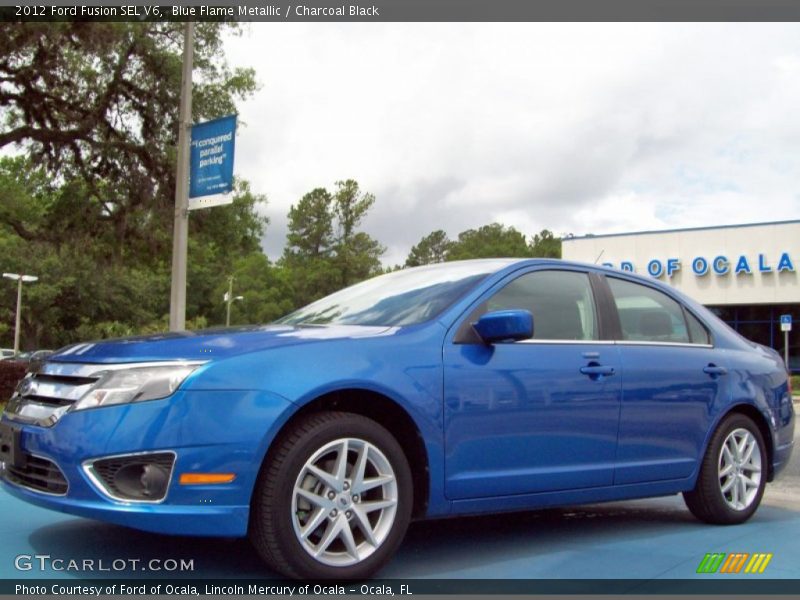 Blue Flame Metallic / Charcoal Black 2012 Ford Fusion SEL V6