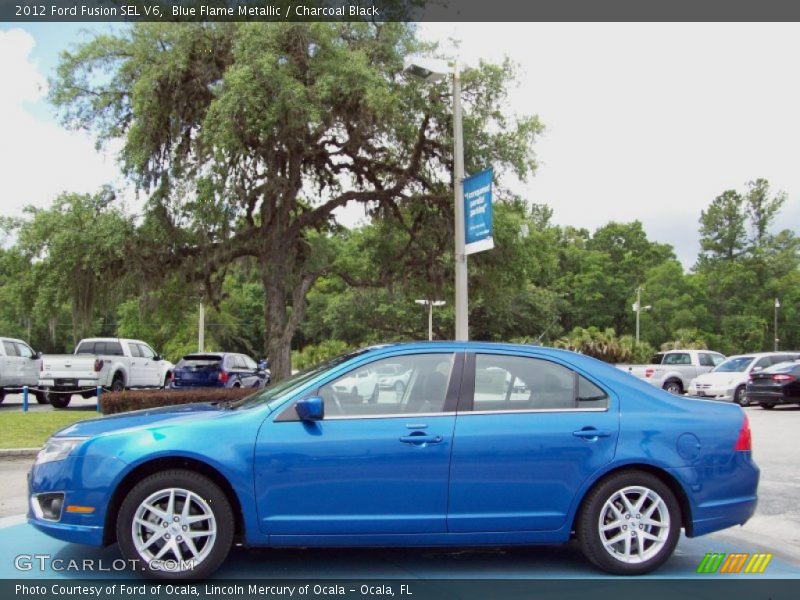 Blue Flame Metallic / Charcoal Black 2012 Ford Fusion SEL V6