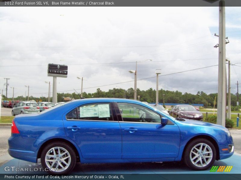 Blue Flame Metallic / Charcoal Black 2012 Ford Fusion SEL V6