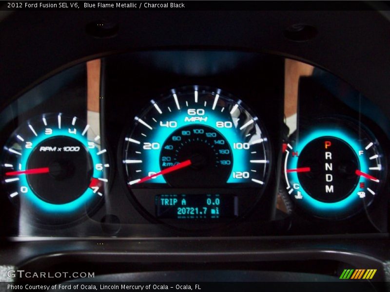Blue Flame Metallic / Charcoal Black 2012 Ford Fusion SEL V6