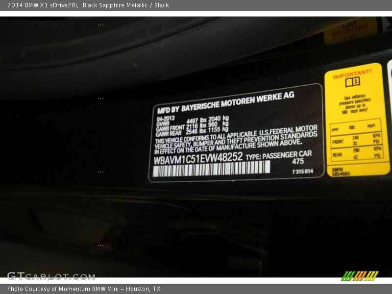 Black Sapphire Metallic / Black 2014 BMW X1 sDrive28i