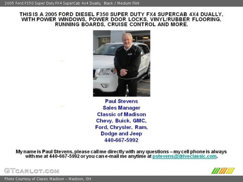 Black / Medium Flint 2005 Ford F350 Super Duty FX4 SuperCab 4x4 Dually