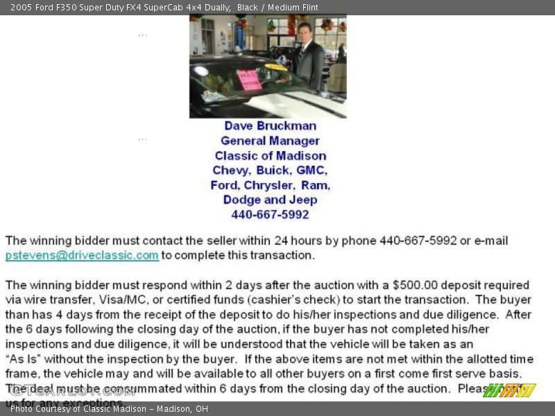 Black / Medium Flint 2005 Ford F350 Super Duty FX4 SuperCab 4x4 Dually