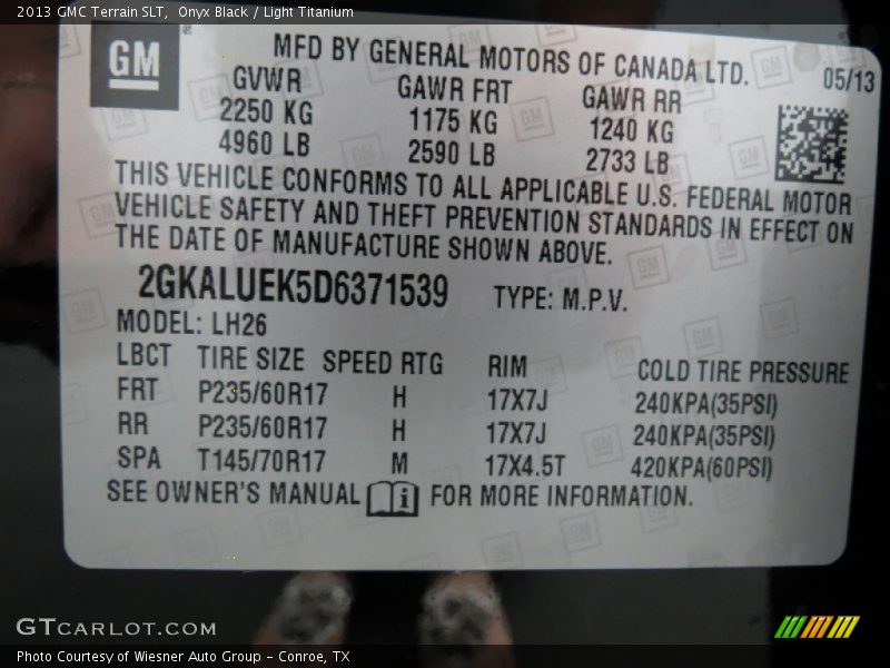 Onyx Black / Light Titanium 2013 GMC Terrain SLT