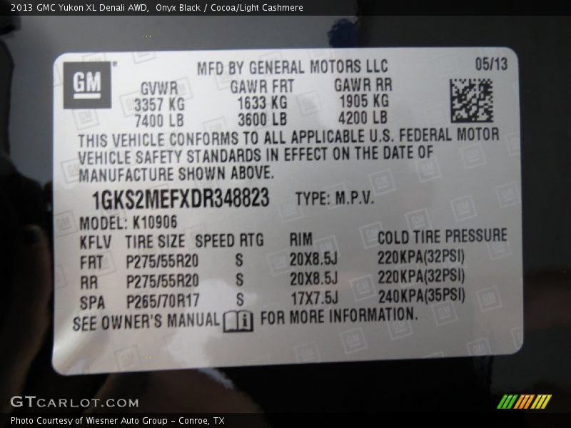 Onyx Black / Cocoa/Light Cashmere 2013 GMC Yukon XL Denali AWD