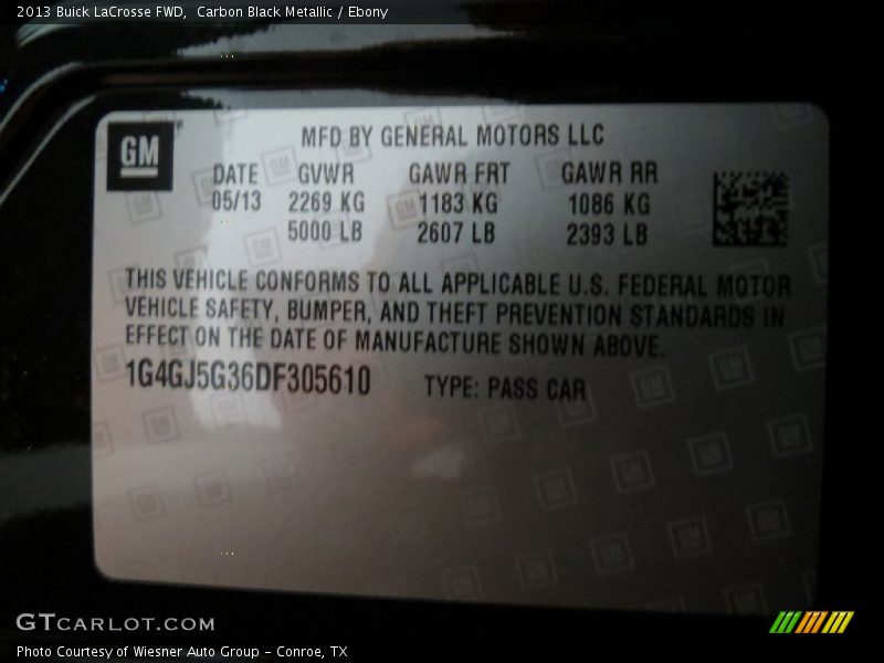 Carbon Black Metallic / Ebony 2013 Buick LaCrosse FWD