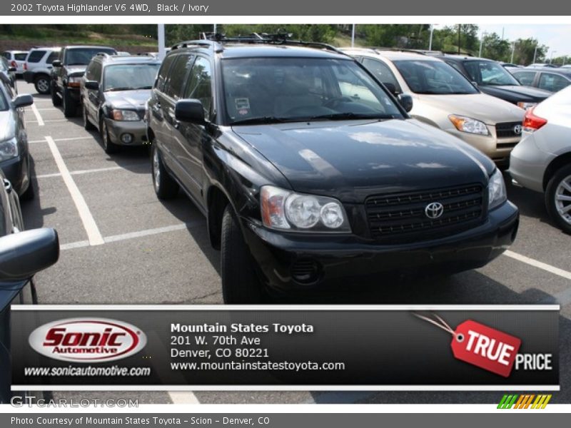 Black / Ivory 2002 Toyota Highlander V6 4WD