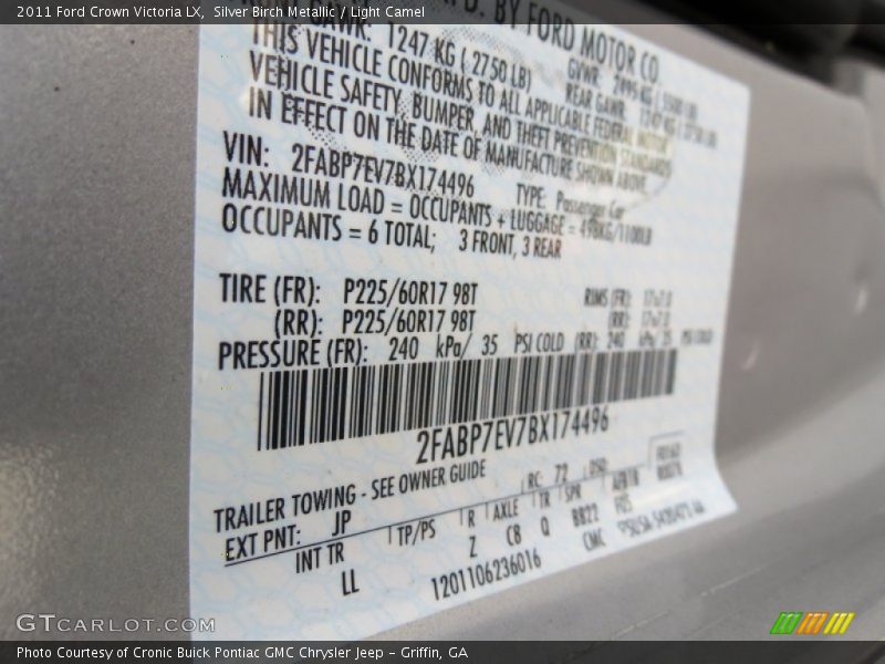 Silver Birch Metallic / Light Camel 2011 Ford Crown Victoria LX