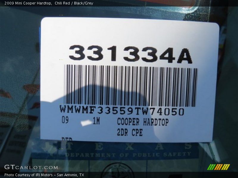 Chili Red / Black/Grey 2009 Mini Cooper Hardtop