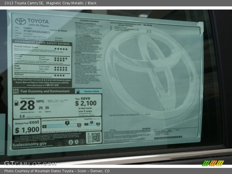 Magnetic Gray Metallic / Black 2013 Toyota Camry SE