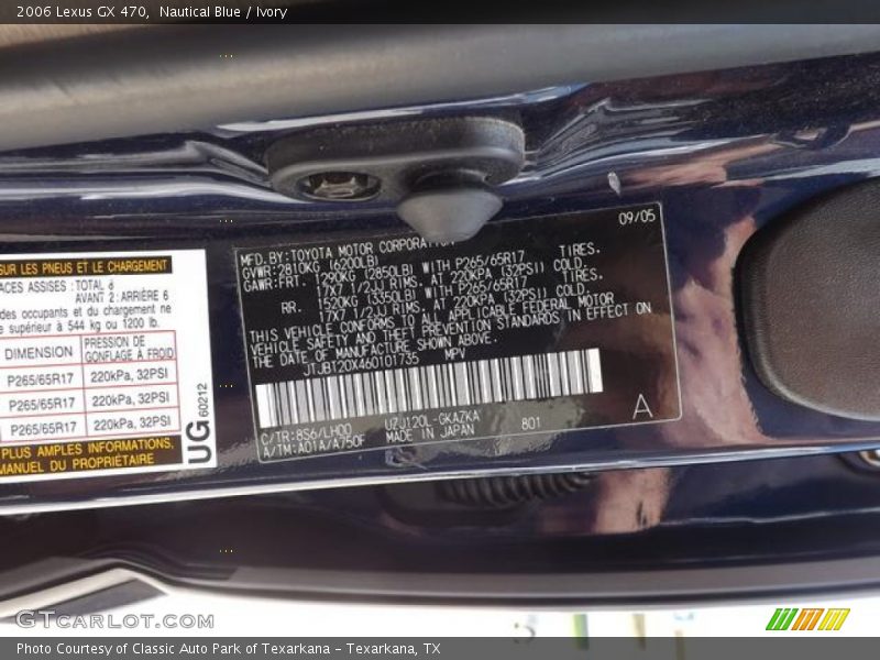 Nautical Blue / Ivory 2006 Lexus GX 470