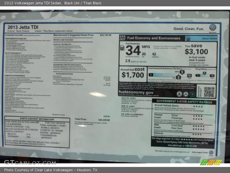 Black Uni / Titan Black 2013 Volkswagen Jetta TDI Sedan