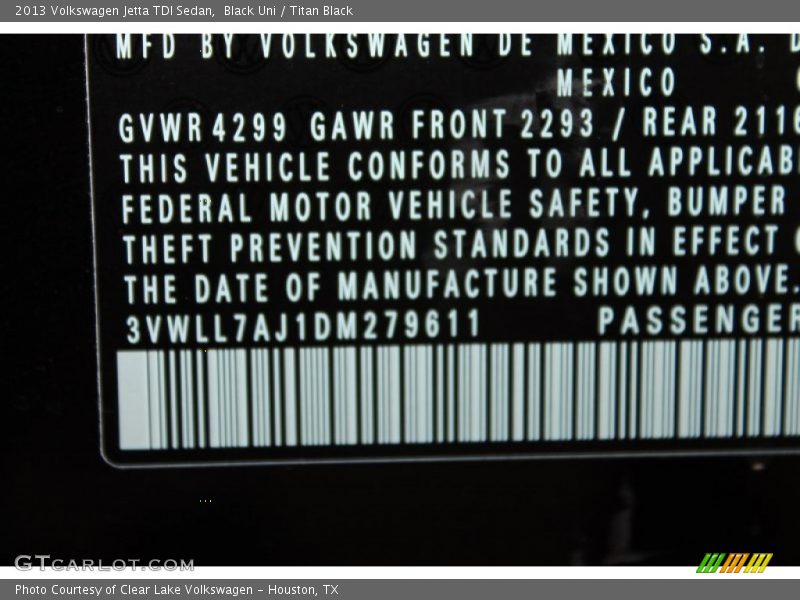 Black Uni / Titan Black 2013 Volkswagen Jetta TDI Sedan