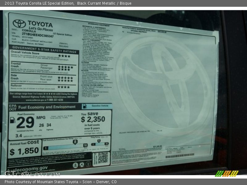 Black Currant Metallic / Bisque 2013 Toyota Corolla LE Special Edition