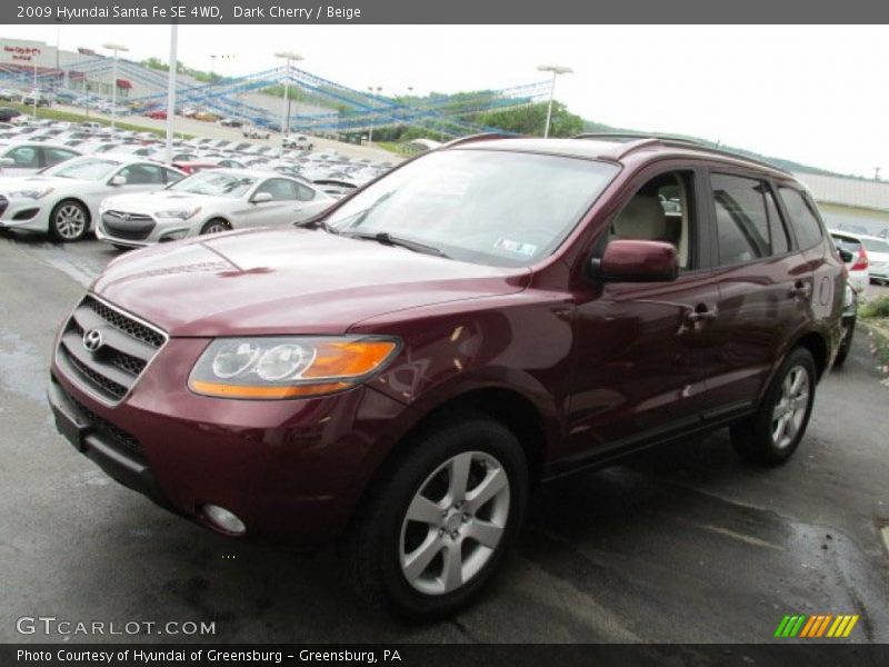 Dark Cherry / Beige 2009 Hyundai Santa Fe SE 4WD