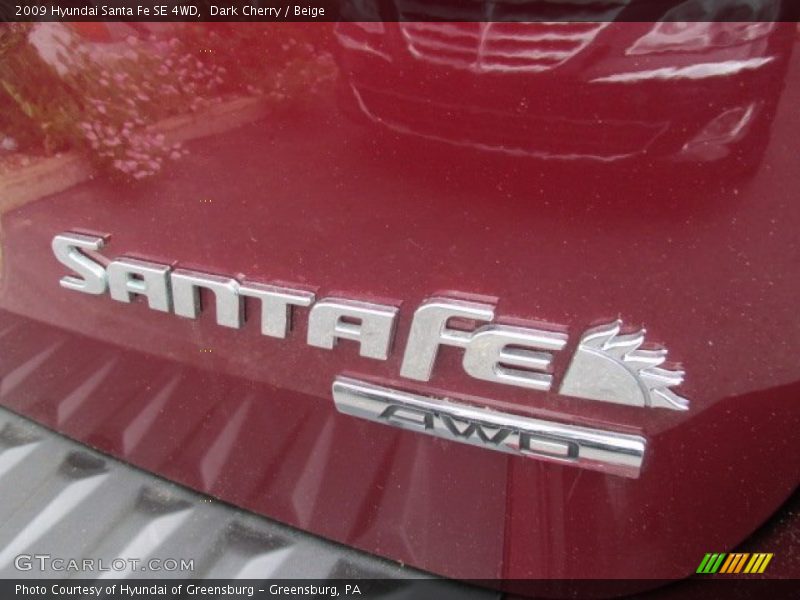 Dark Cherry / Beige 2009 Hyundai Santa Fe SE 4WD