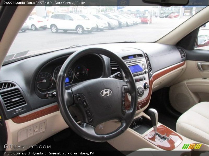 Dark Cherry / Beige 2009 Hyundai Santa Fe SE 4WD