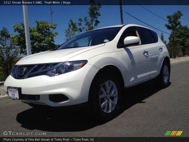 Pearl White / Beige 2012 Nissan Murano S AWD