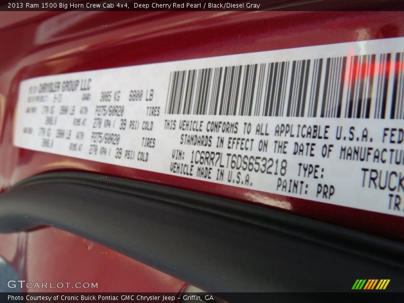 Deep Cherry Red Pearl / Black/Diesel Gray 2013 Ram 1500 Big Horn Crew Cab 4x4