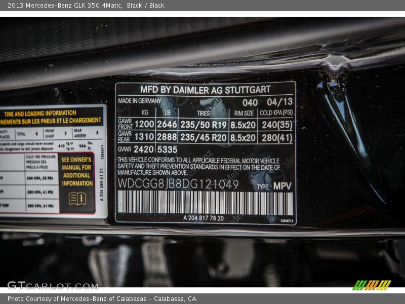 Black / Black 2013 Mercedes-Benz GLK 350 4Matic