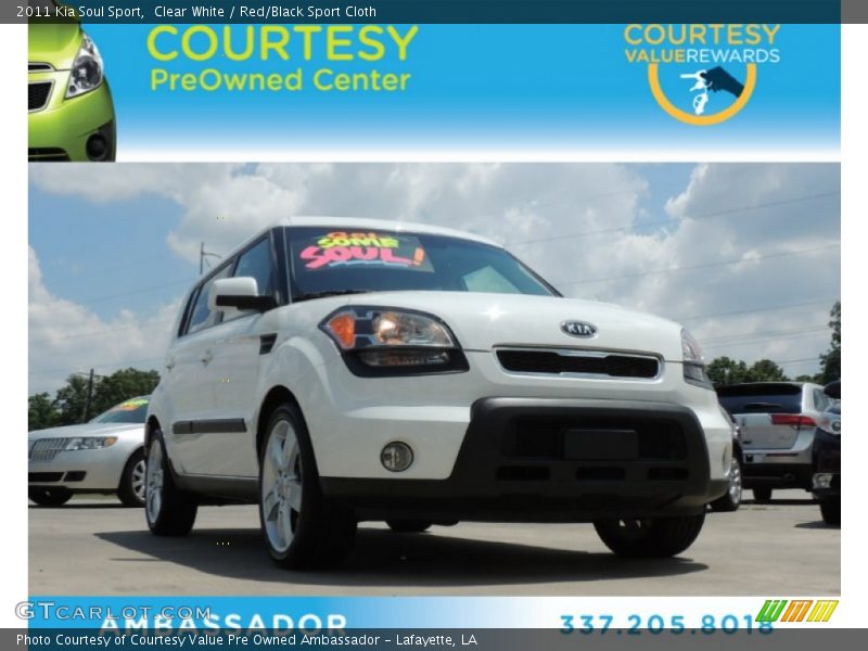 Clear White / Red/Black Sport Cloth 2011 Kia Soul Sport