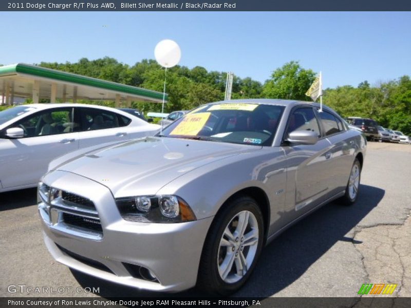 Billett Silver Metallic / Black/Radar Red 2011 Dodge Charger R/T Plus AWD