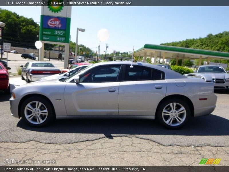 Billett Silver Metallic / Black/Radar Red 2011 Dodge Charger R/T Plus AWD