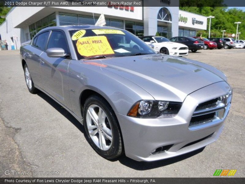 Billett Silver Metallic / Black/Radar Red 2011 Dodge Charger R/T Plus AWD