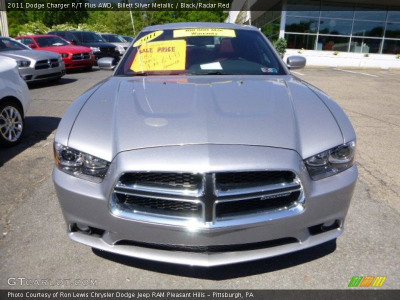 Billett Silver Metallic / Black/Radar Red 2011 Dodge Charger R/T Plus AWD
