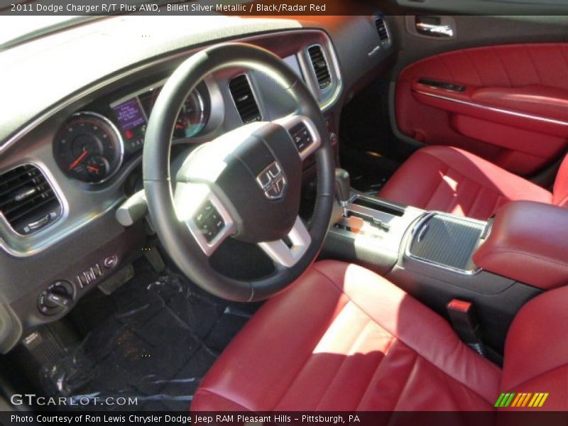 Billett Silver Metallic / Black/Radar Red 2011 Dodge Charger R/T Plus AWD