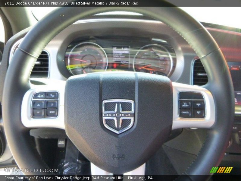 Billett Silver Metallic / Black/Radar Red 2011 Dodge Charger R/T Plus AWD