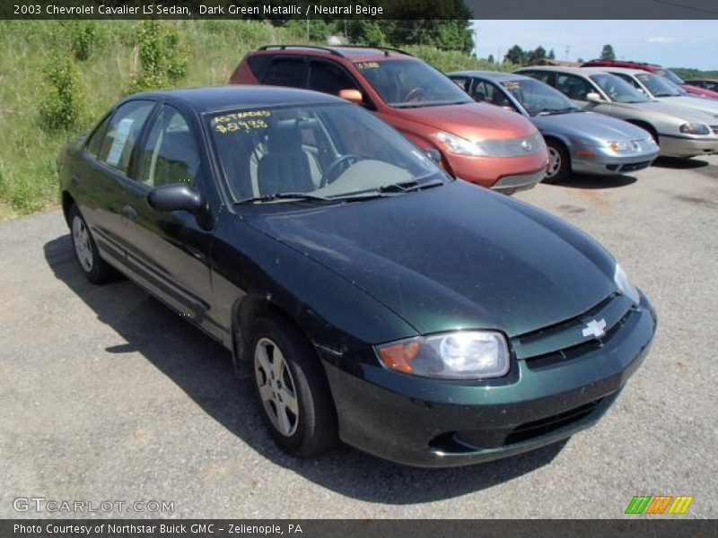 Dark Green Metallic / Neutral Beige 2003 Chevrolet Cavalier LS Sedan